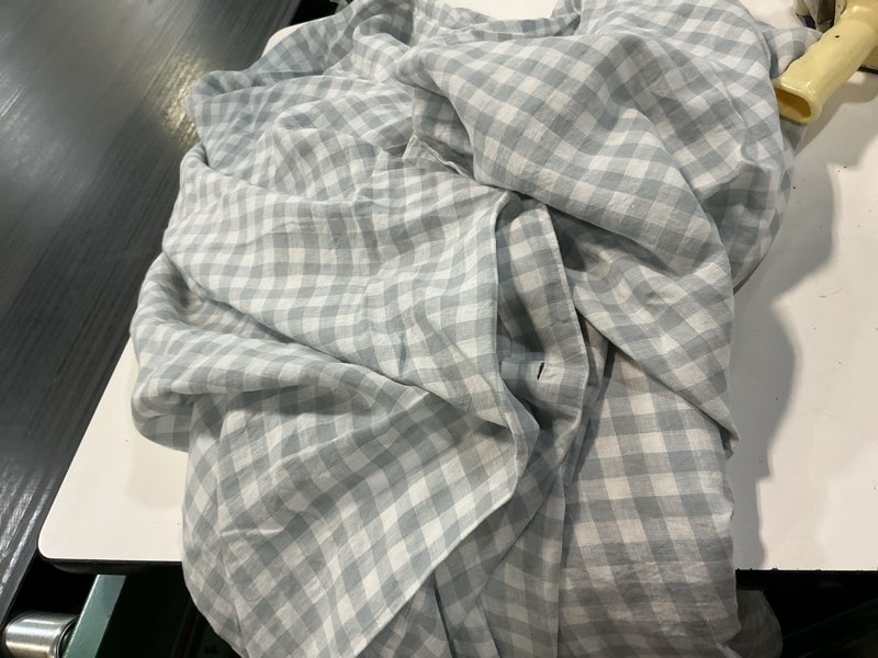 Condition photo showing As Is for european linen gingham duvet cover twin 