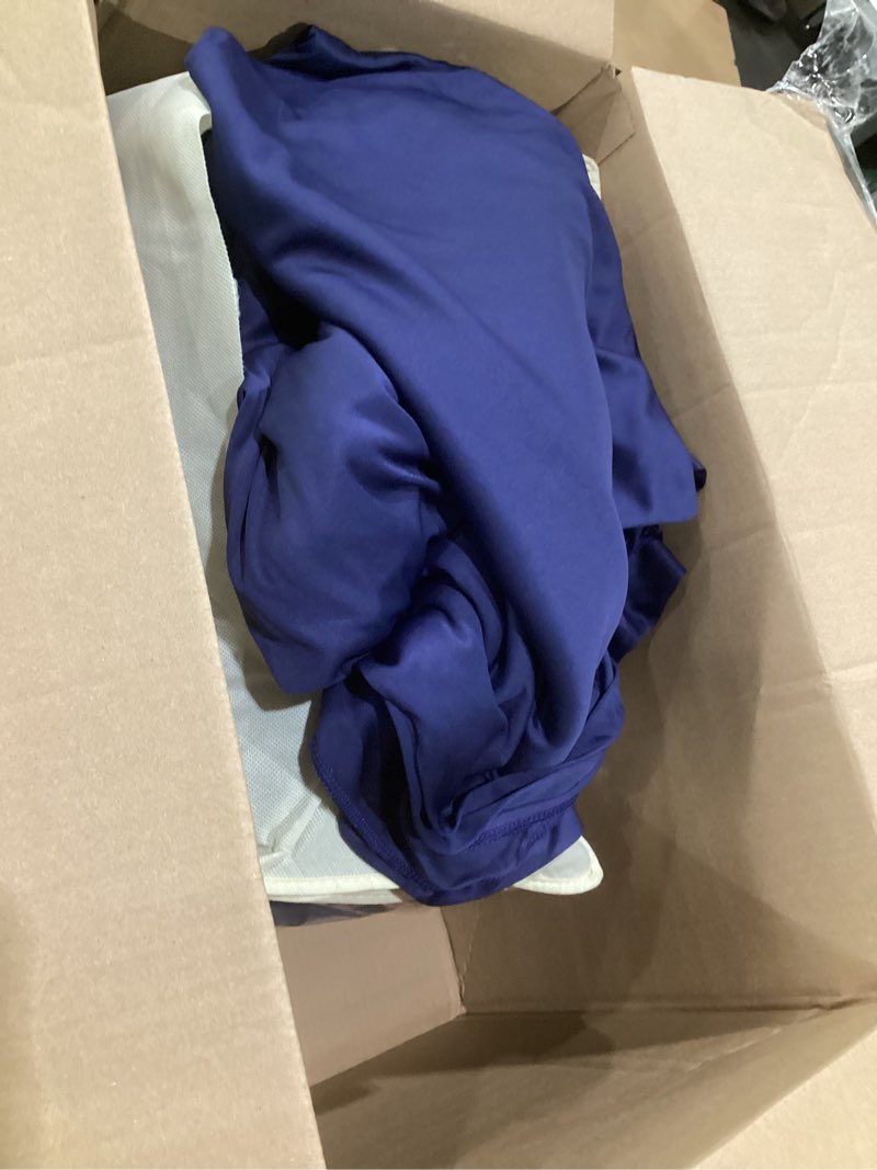 Condition photo showing As Is for 40 ft×20 ft ivory ceiling curtain drapes for weddings parties,wrinkle free polyester draping fabric ivory cream drapery for party tent canopy hotel banquet hall ceiling decor-8 panels 5×20ft navy blue 60"w x 240"l (pack of 8)