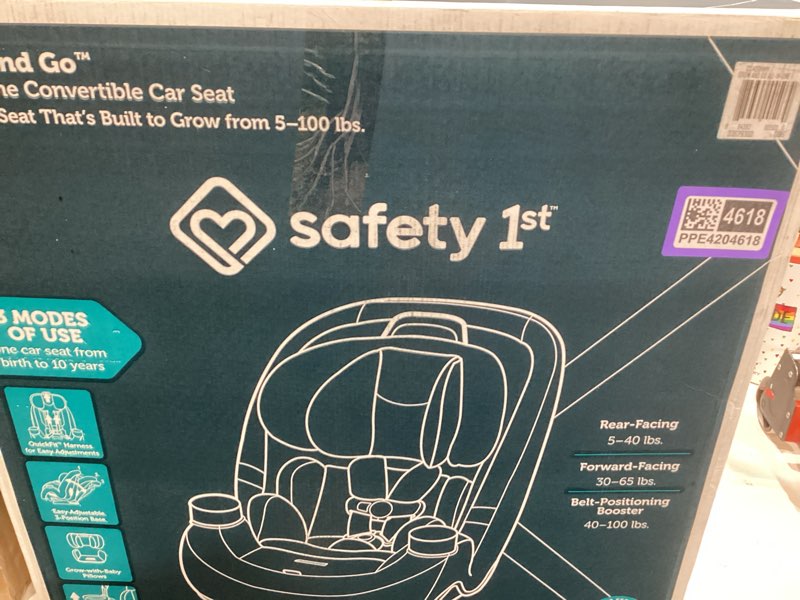 Condition photo showing Good Condition for safety 1st grow and go all-in-one slim convertible car seat, rear facing, 5-40 lbs, forward facing (30–65 lbs), high back booster seat 40-100 pounds, black phantom black phantom original