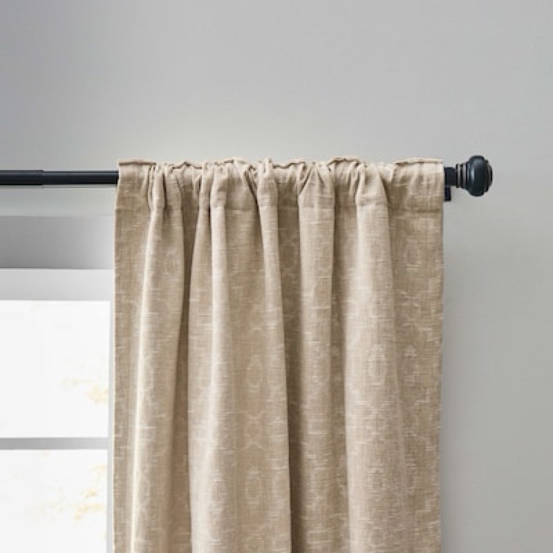 allen + roth 84-in linen trellis room darkening interlined back tab curtain panel pair