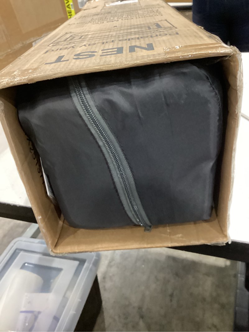 Condition photo showing Good Condition for dream on me nest portable playard , award-winning lightweight travel playpen for baby. quick fold, mesh sides, foldable mattress pad, no-tool assembly, meets astm/cpsc standards -grey