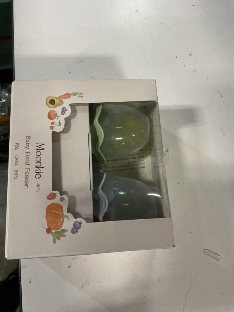 Condition photo showing Good Condition for Moonkie Baby Fruit Feeder with Freezer Tray, BPA Free Silicone Food Feeder for Infant Self Feeding, Breastmilk Popsicle Molds, Mesh Feeder with Two Pouches, Baby Shower Gifts 4 Months+, 2 Pack A-Ether/Croissant 2 Pack + Freezer Tray