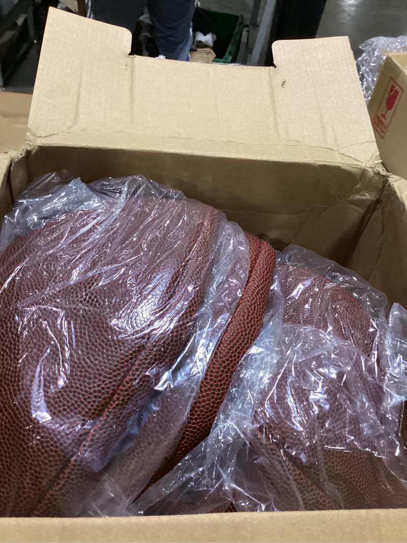 Condition photo showing As Is for syhood 12 pack composite leather footballs official size footballs bulk leather inflatable football with pump regulation highschool college football for training and recreational play brown size 9