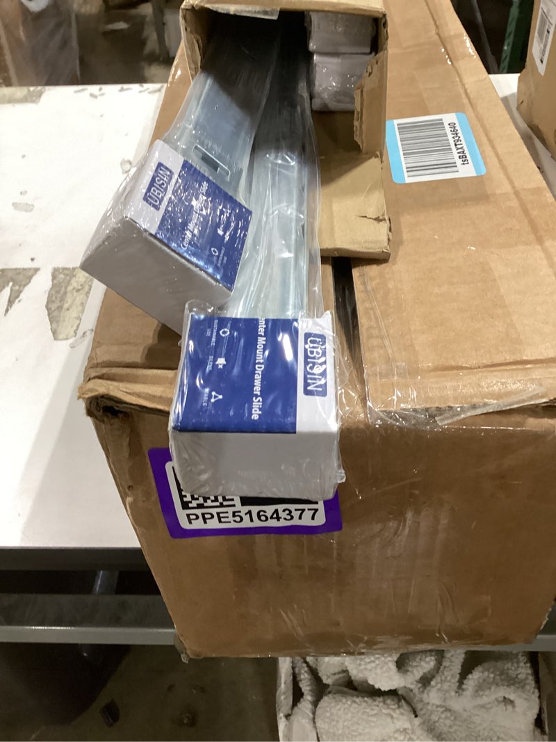 Condition photo showing New/Like New for 4 pcs 20 inch center mount drawer slides, heavy duty bottom mount drawer slides for cabinet and dresser, 3/4 extension glide tracks 20 inch 4