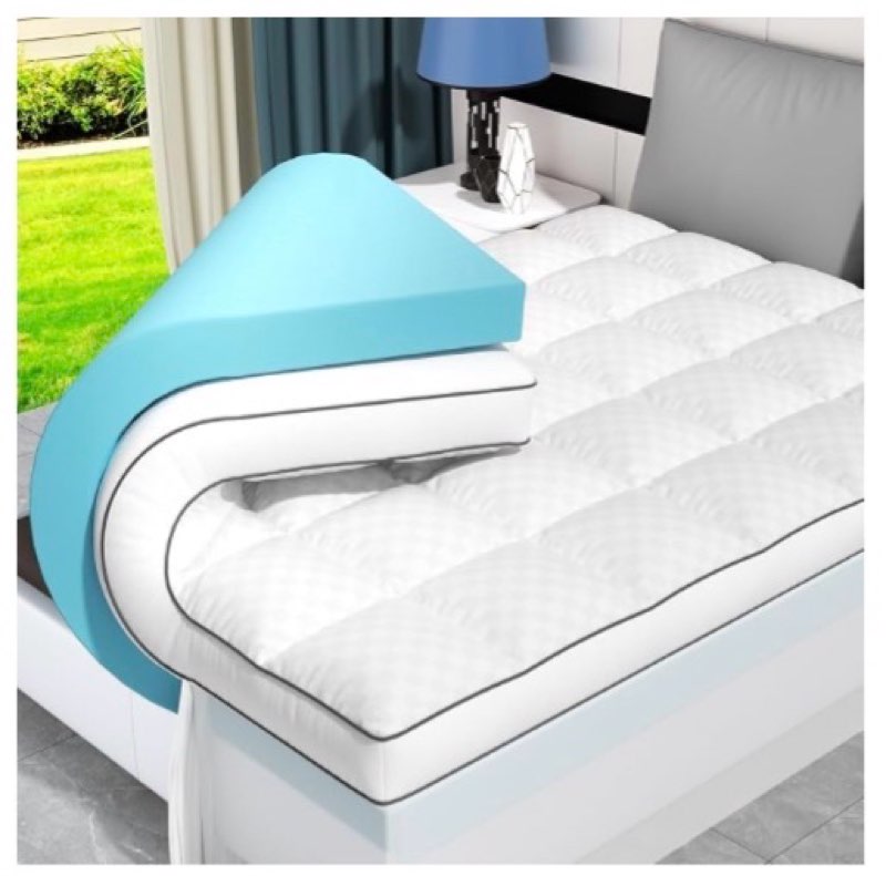 PAYHUIN Dual Layer 4 Inch Memory Foam Mattress Topper Full XL, 2 Inch Cooling Gel Memory Foam and 2 