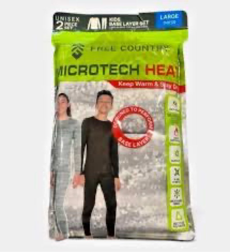 ((Size L 10/12))Free Country Kids Microtech Heat Base Layer Set Size M 10/12 NWT Thermals L