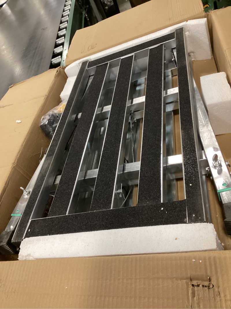 Condition photo showing As Is for Folding Scaffolding Platform Height Adjustment 27-43"(H) Portable Steel Step Ladder Stool for Home Improvement, Drywall Painting, Maintenance at Height, Maximum Load 600lbs 55x15 inches