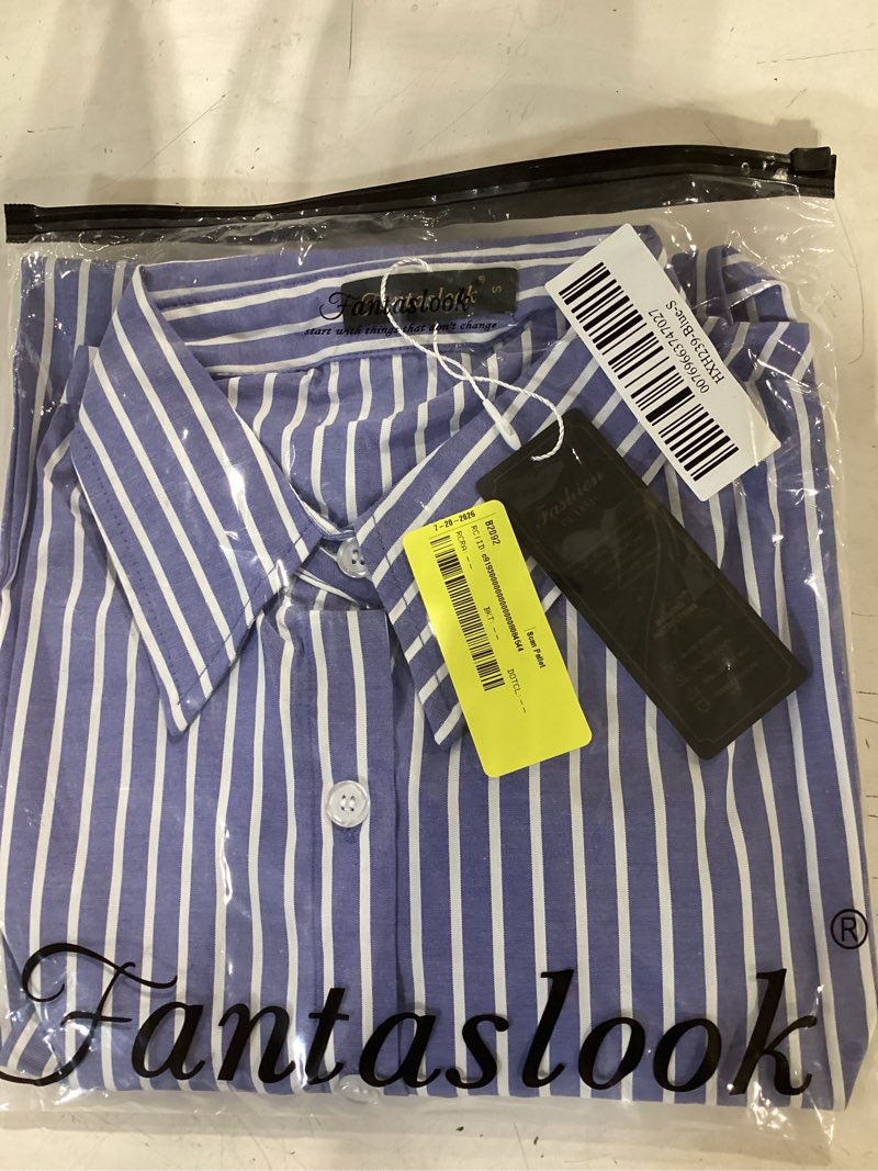 Condition photo showing Good Condition for fantaslook striped button down shirts for women classic long sleeve collared office work blouses tops size small