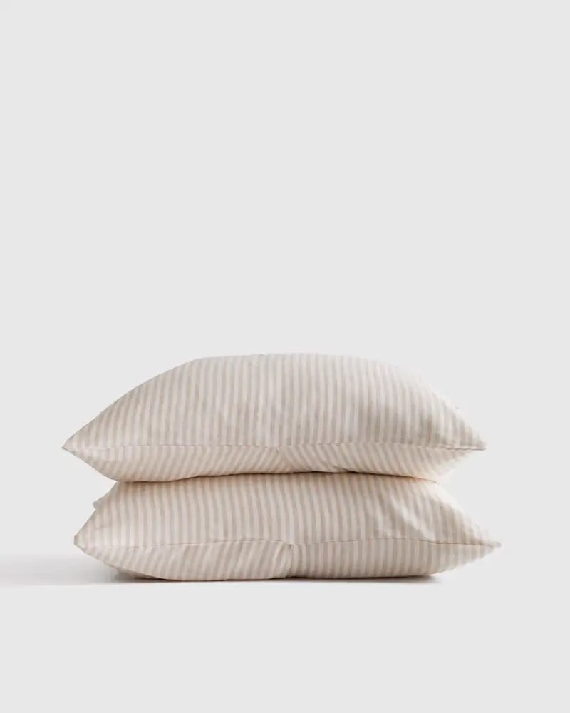 quince )european linen stripe sham set king 