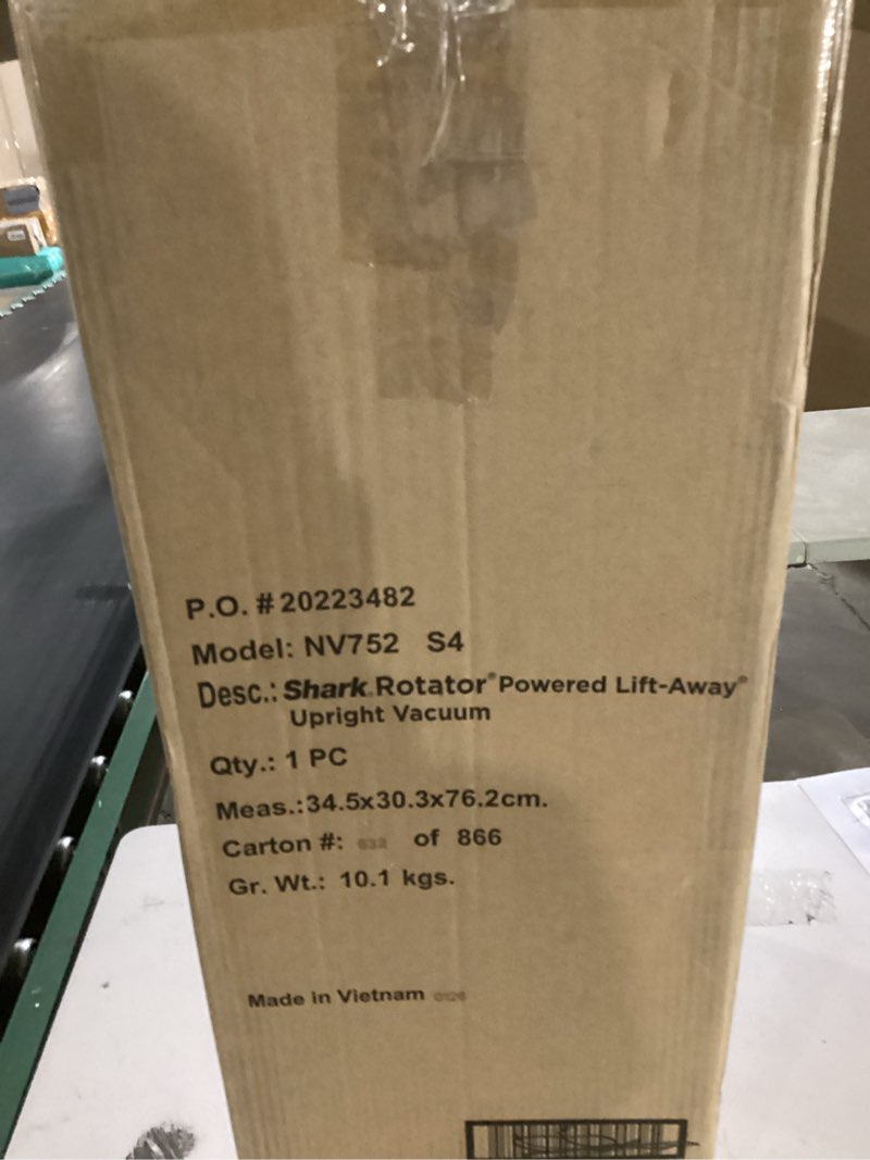 Condition photo showing New/Like New for shark nv752 rotator powered lift-away truepet upright vacuum with hepa filter, large dust cup capacity, led headlights, upholstery tool, perfect pet power brush & crevice tool, bordeaux