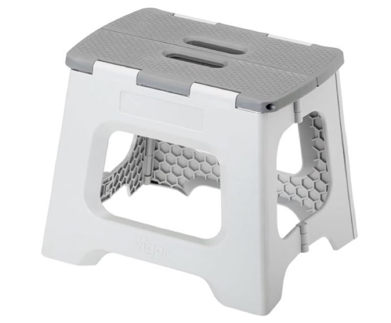 Vigar Compact Step Stool Foldable, 10-1/2-inch Step Stools for Adults up to 330 Pound, Lightweight Stool, Non-Slip Folding Step Stool, Gray