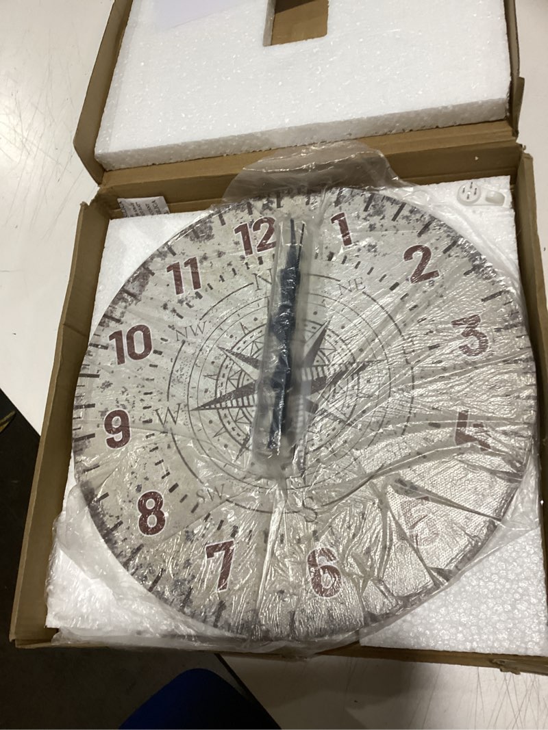Condition photo showing Good Condition for chgcraft 12inch vintage nautical compass wall clock silent wall clocks round digital clocks battery operated clock for home decor living room kitchen office