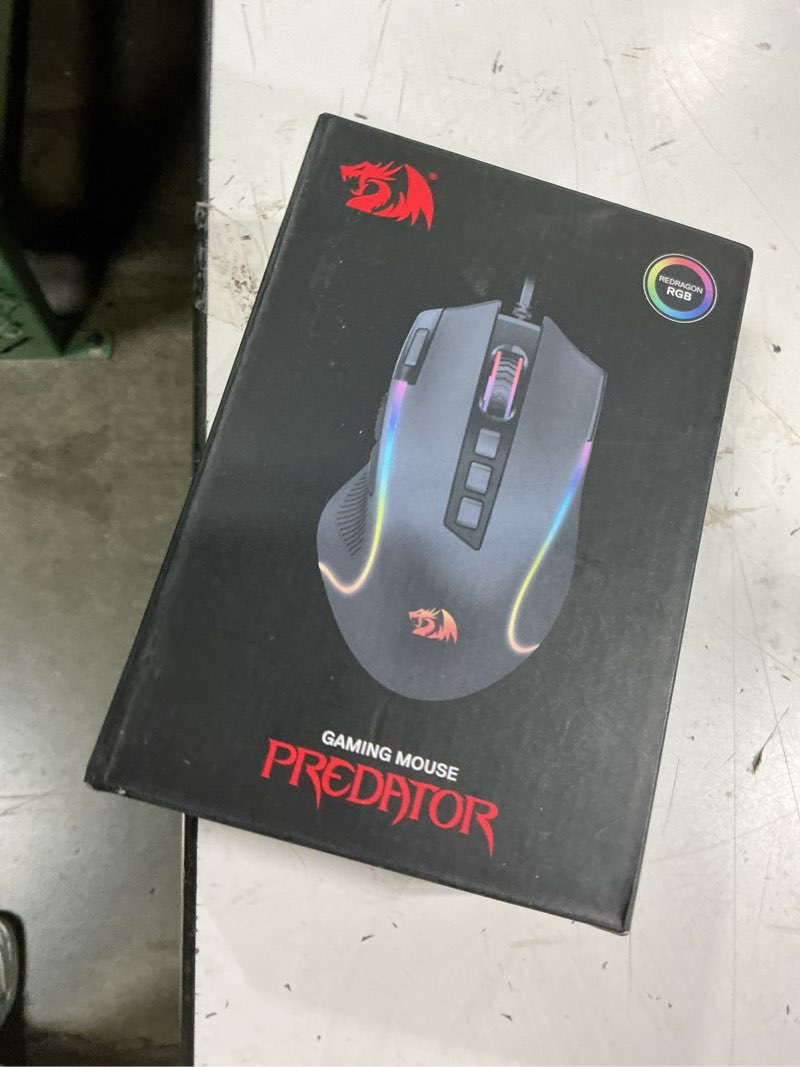 Condition photo showing New/Like New for redragon m612 predator rgb gaming mouse, 8000 dpi wired optical mouse with 11 programmable buttons & 5 backlit modes, software supports diy keybinds rapid fire button