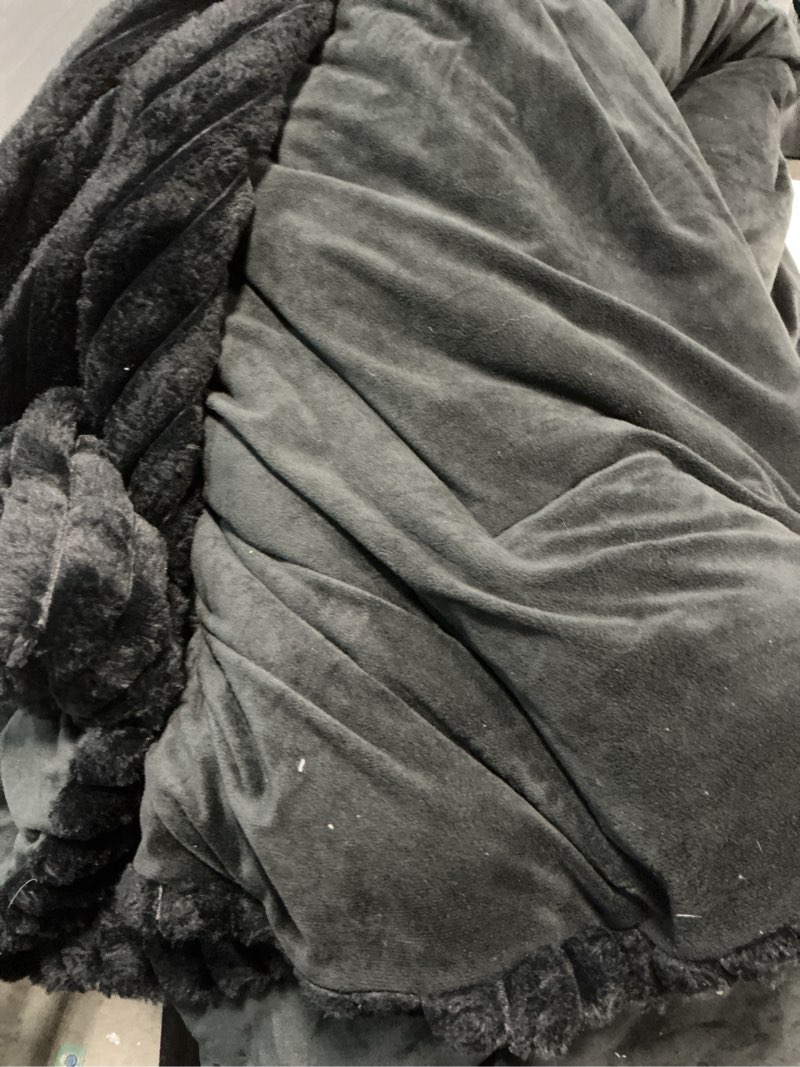 Condition photo showing As Is for BEDELITE Black Comforter Set Queen - 3 Pieces Boho Pintuck Bedding Comforter Sets, Lightweight Soft & Warm Bed Comforter Queen with 2 Pillowcases for All Season Black Queen(88"x88")