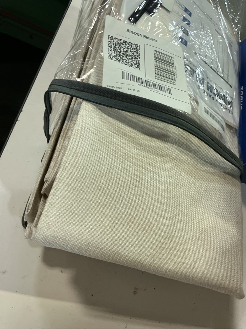 Condition photo showing Good Condition for 100% blackout shield linen pinch pleated curtains, blackout curtains 96 inch long 2 panel set, pleated drapes with hooks for bedroom & living room, 40" w x 96" l, cream alba | cream 40"w x 96"l (pack of 2)