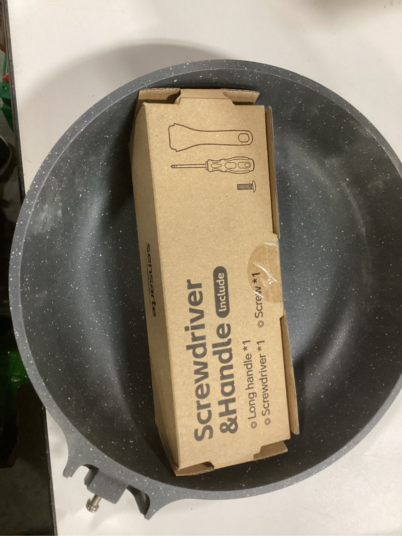 Condition photo showing Good Condition for SENSARTE Nonstick Frying Pan Skillet, Swiss Granite Coating Omelette Pan, Healthy Stone Cookware Chef's Pan, PFOA Free (8/9.5/10/11/12.5 Inch) (9.5 Inch) 9.5 Inch Gray