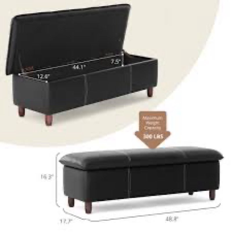 breeanna faux leather flip top storage bench