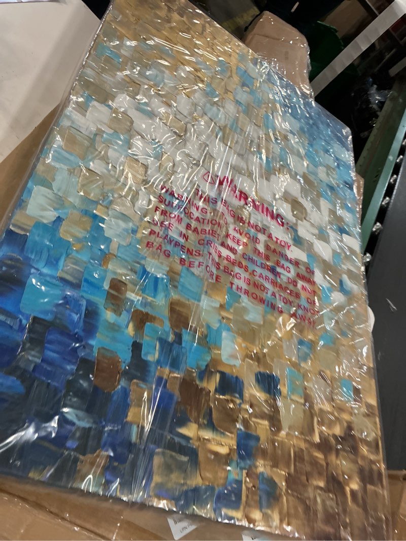 Condition photo showing Good Condition for V-inspire Art,24x48 inch Modern Hand Drawn Colorful Abstract Oil Painting Living room, Bedroom, Kitchen, Canvas Frame Wall Art Decoration Can Be Hung for Home Decoration 48\"L x 24\"W Red,Orange,Blue,Pink,White ( similar