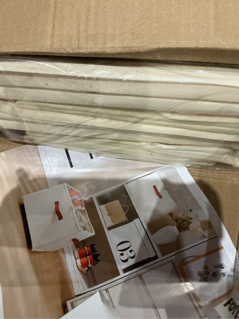 Condition photo showing Good Condition for shoe organizer for closet, 2 pack shoe storage organizer with wheels and adjustable dividers, stackable shoe storage box with clear cover, foldable closet shoe organizer fits up to 16-32 pairs, beige beige 17"l x 17"w x 12 ½"h-2 pack