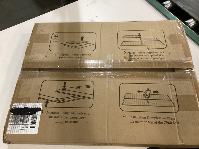 Condition photo showing Good Condition for Office Chair Mat for Flat-Pile Carpet - 4-Piece Interlocking Desk Rug with Gripping Spikes & Beveled