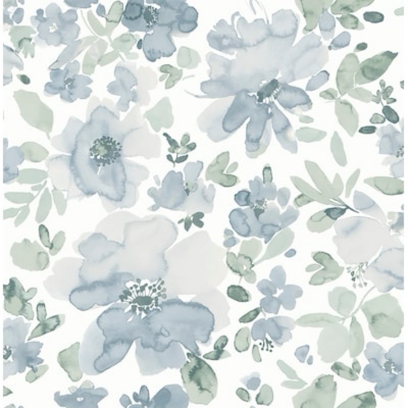 allen + roth 30.75-sq ft Blue Vinyl Floral Self-adhesive Peel and Stick Wallpaper
