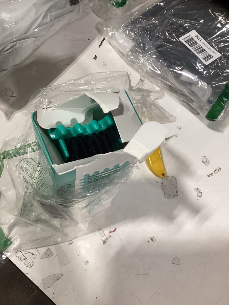 Condition photo showing As Is for curly hair brush, curl defining brush with soft boar bristles detangling tangled glides, wide-teeth design effortlessly shaping & defining curls, curling definer for wet & dry hair (green)