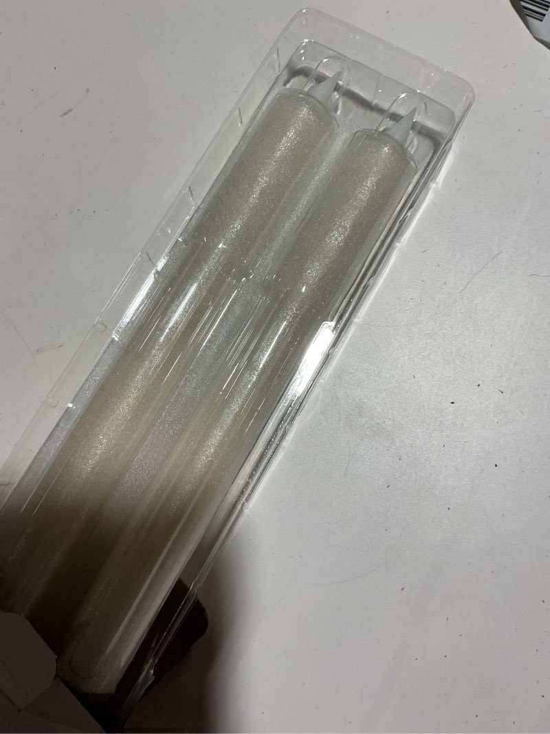 Condition photo showing Good Condition for homemory 2 pcs real wax made flameless taper candles with remote and timer, 9.6" ivory battery operated candle stick flickering, led taper candles with lifelike flame for indoor home decor a-ivory candles