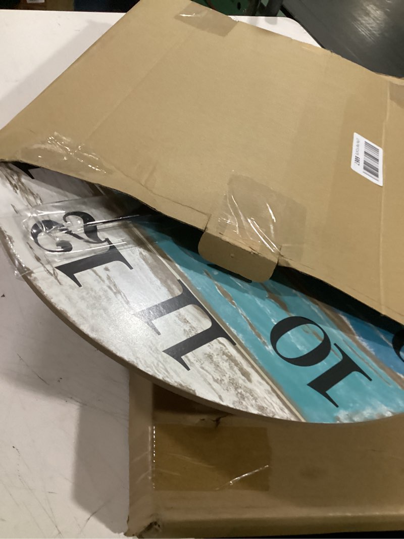 Condition photo showing Good Condition for chylin wall clock, 18 inch beach wall clocks battery operated, coastal ocean themed blue clock decor for lake house, home clearance, kitchen, pool, bathroom(18") 18 inch a-blue,white