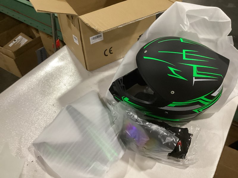 Condition photo showing New/Like New for Kids Dirt Bike Helmet ATV Off-Road 4 Wheel Off-Road Vehicle Helmets with Glove?DOT GREEN Small