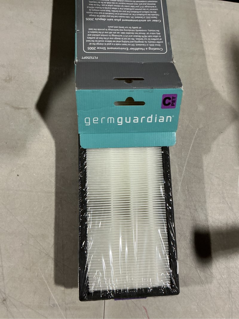 Condition photo showing Good Condition for germguardian filter c pet pure hepa genuine air purifier replacement filter, removes 99.97% of pollutants, for ac5000, ac5250, ac5300, ac5350, cdap5500, ap2800, 2-pack, black/purple, flt5250pt2pk 1.8" x 4.8" x 19.3" flt5250pt2pk filter
