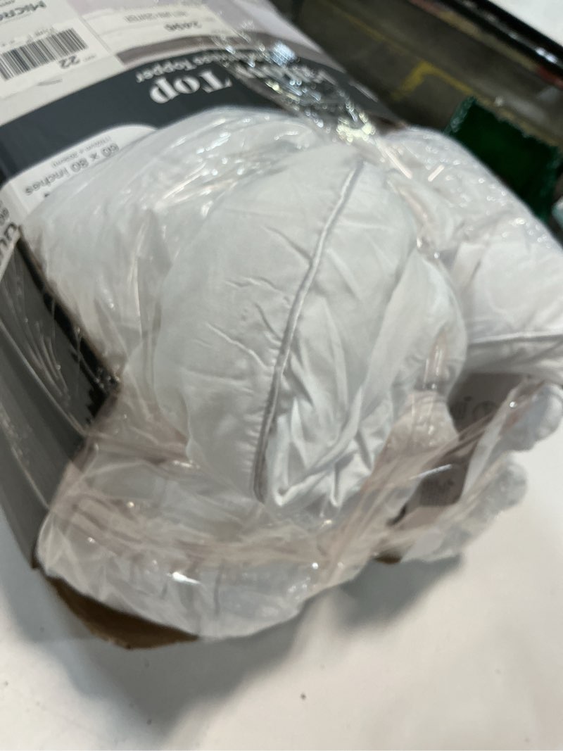 Condition photo showing As Is for allswell ultra plush pillow top mattress topper  queen