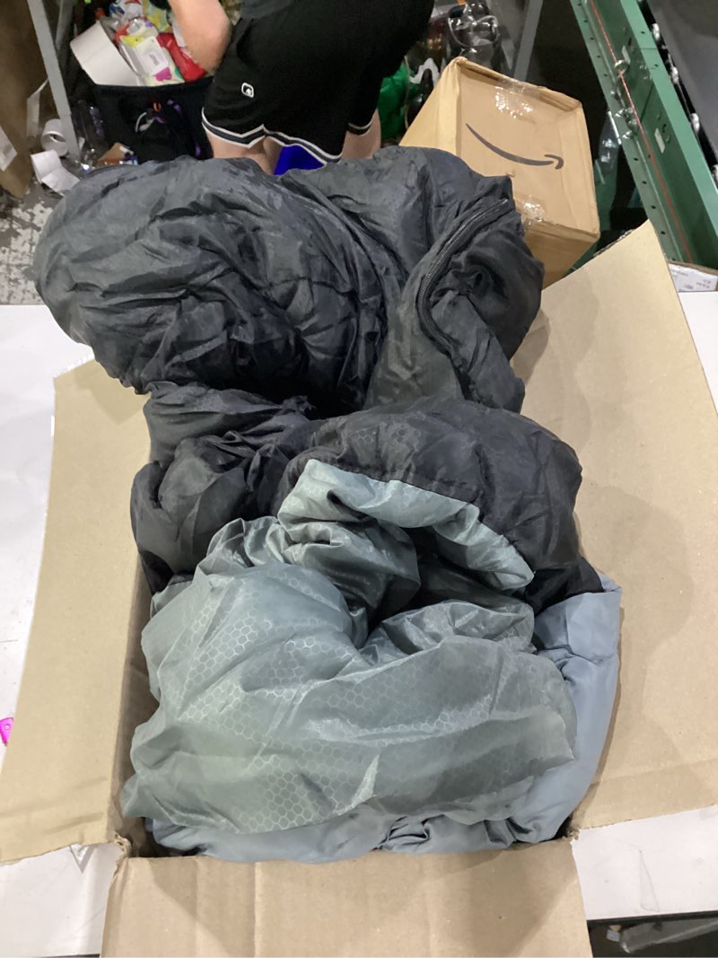 Condition photo showing As Is for no carrying bag obtanim sleeping bags portable waterproof camping sleeping bag for adults kids 4 seasons cold weather or warm backpacking hiking travel indoor outdoor use black normal