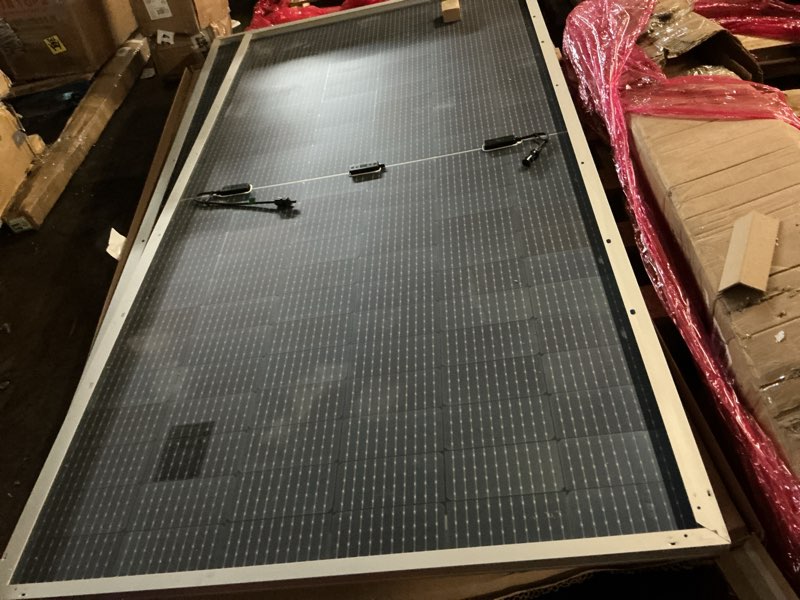 Condition photo showing As Is for 2PCS 550 Watt Solar Panel, High Efficiency Monocrystalline PV Module Power Charger, Bifacial Solar Panel for RV Marine Rooftop Farm Camper Vehicle Caravan Other Off Grid Applications 550W-2PCS