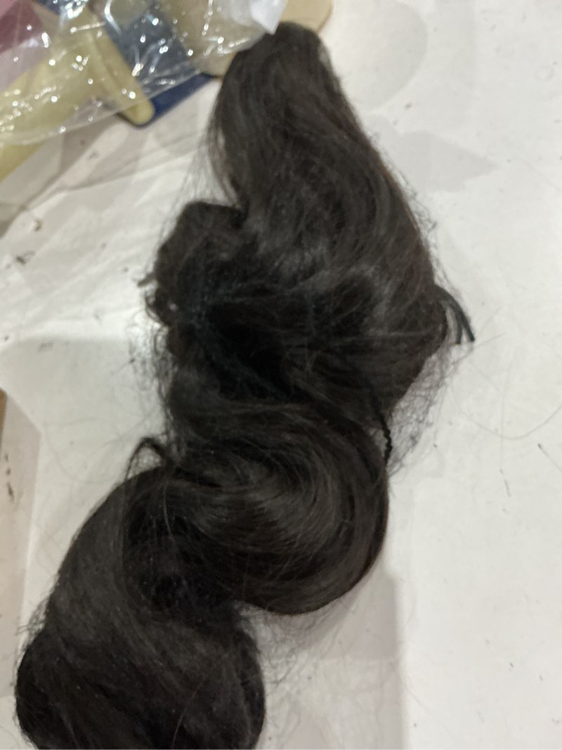 Condition photo showing As Is for long ponytail extension 26 inch wavy, hair extensions ponytail with claw clip, clip on & clip in ponytail styles, pony tails for beach day, family dinner, work & party night brown black 26 inch