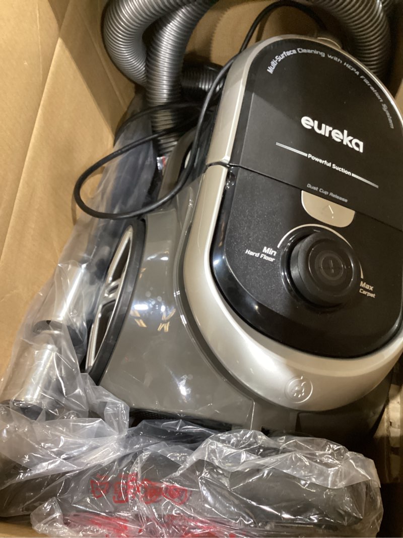 Condition photo showing Good Condition for Eureka Bagless Canister Vacuum Cleaner, Lightweight Vac for Carpets and Hard Floors, Silver with Black