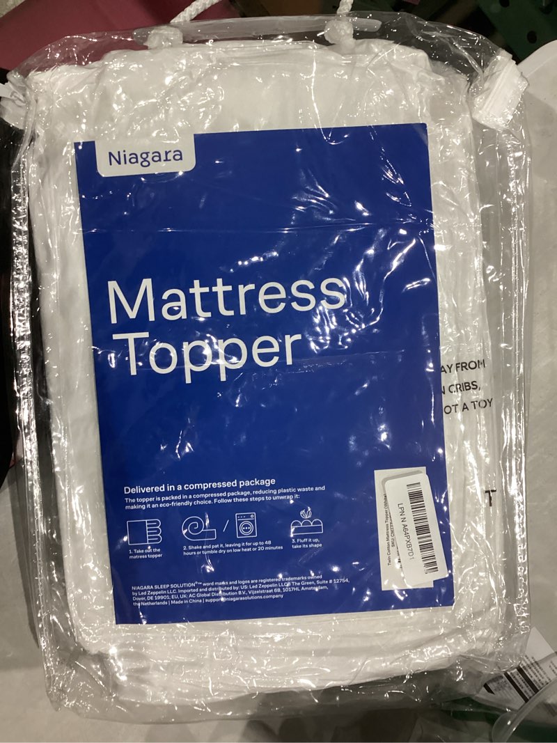 Condition photo showing New/Like New for Cloud-Like Twin Mattress Topper - 100% Cotton Top Mattress Pad for Back Pain Relief - Breathable & Naturally Cooling for Hot Sleepers, White White Twin
