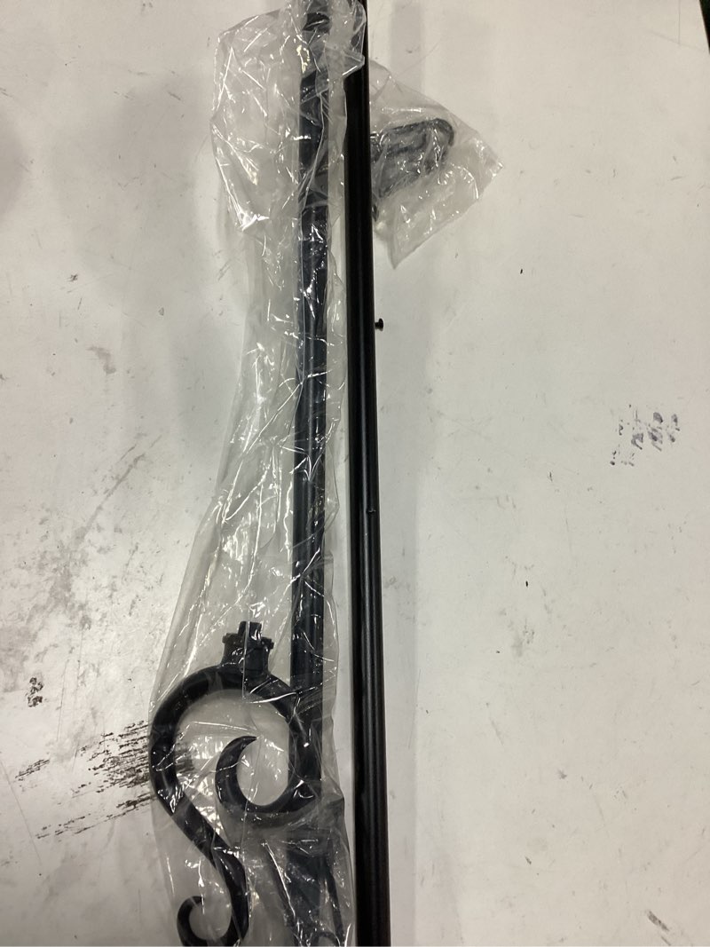 Condition photo showing As Is for kenney scroll hook 5/8” standard decorative window curtain rod, 48-84", black