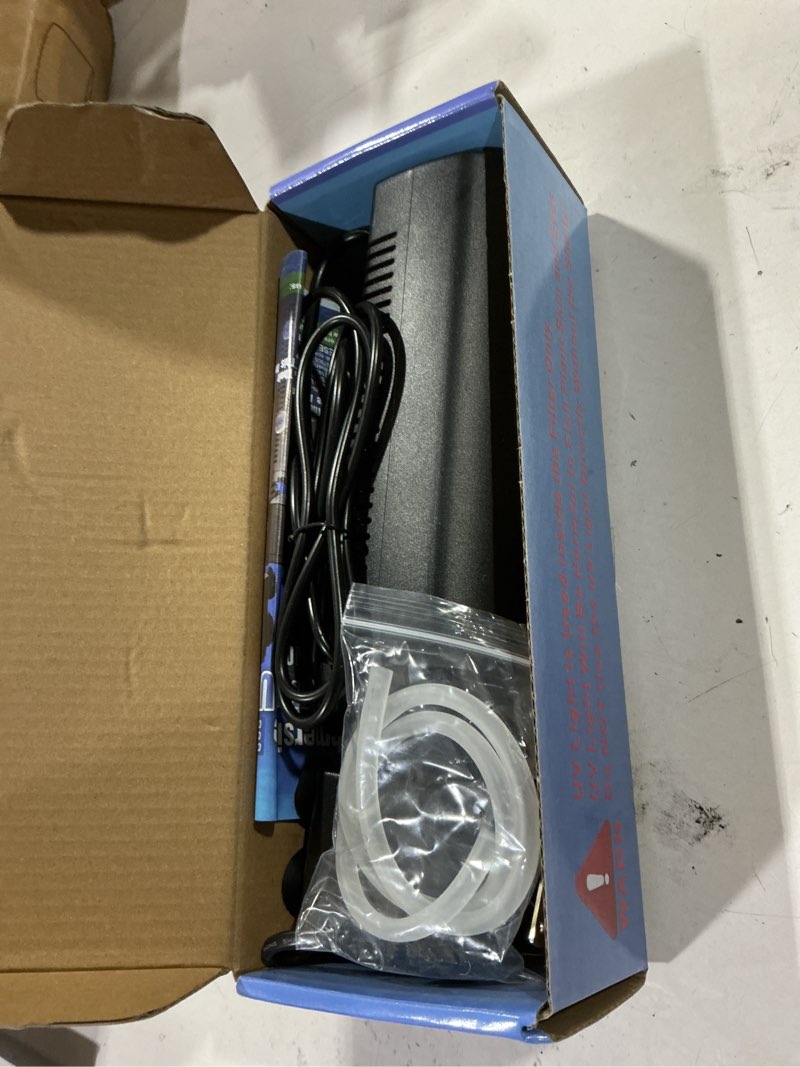 Condition photo showing Good Condition for tararium aquarium filter u-v for 20-75 gallon, 200gph fish tank filter w/ 5w u-v light green clean machine submersible powerful pump internal filter for turtle tank saltwater freshwater crystal clear ctuv-h6f(for 20-75 gallon) black