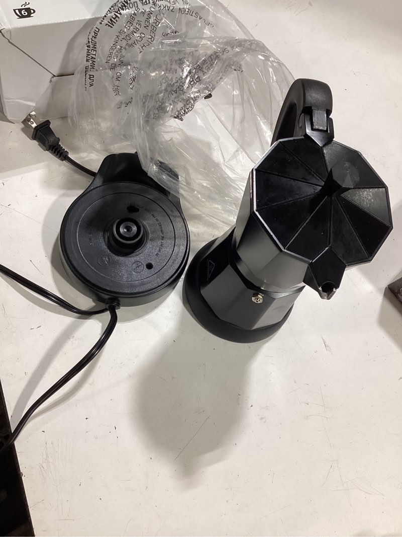 Condition photo showing As Is for shangsky coffee pot electric moka pot 6 cup, aluminum espresso coffee maker | cafeteras electricas italian coffee maker espresso makers portable electric mocha pot, coffee machine moka maker black