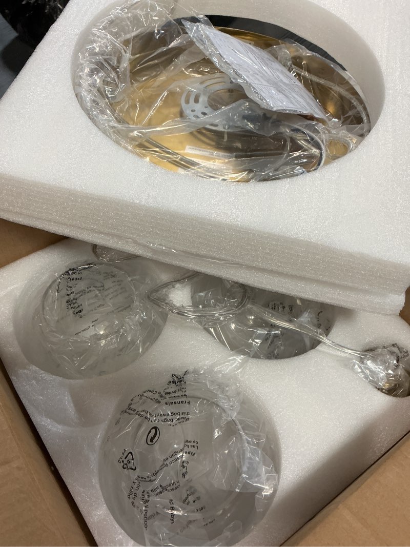 Condition photo showing Good Condition for Gold Cluster Pendant Light, 3-Light Globe Hanging Light Fixture, Kitchen Island Lighting with Clear Glass for Dining Room Living Room Laundry Entrance Foyer, ZCPL101BG-3C Polished Gold + Clear Glass/Cluster 3 Light 6.7 inch