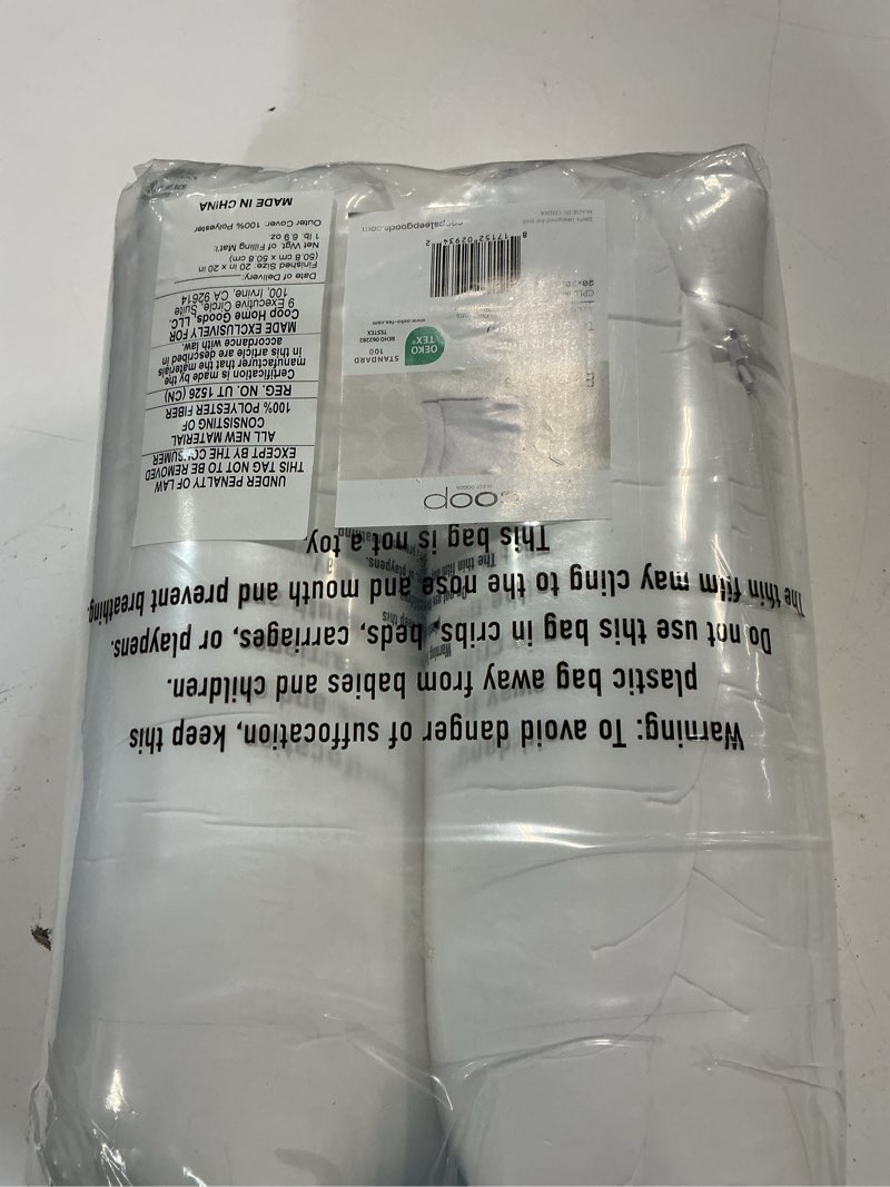 Condition photo showing New/Like New for coop home goods essence adjustable throw pillow inserts 20x20, set of 2, adjustable down alternative cushions for couch, bed, or chair, decorative square pillows for living room, oeko-tex certified essence down alternative 20x20