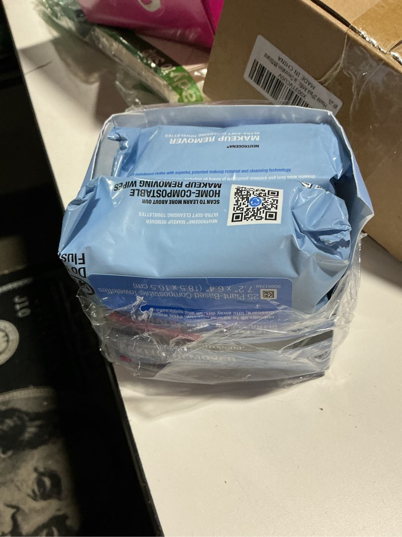 Condition photo showing Good Condition for neutrogena makeup remover wipes, ultra-soft cleansing facial towelettes for waterproof makeup, alcohol-free, plant-based, twin pack, 25 count (pack of 2)