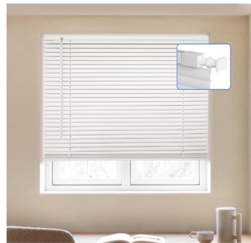 auriloft no tools no drill cordless mini blinds 28" wx 64" h, 1" l-shaped blades, horizontal vinyl b