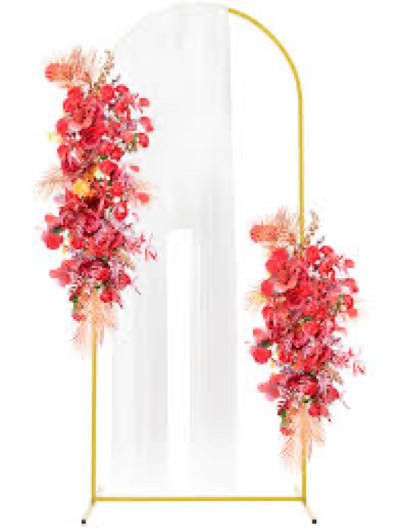 fomcet 6ftx2.6ft metal gold wedding arch backdrop stand balloon arched frame for ceremony birthday party graduation bridal baby shower anniversary background decoration