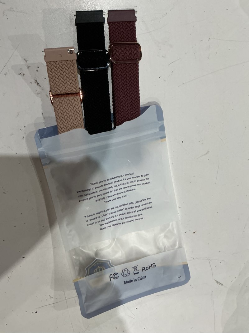 Condition photo showing Good Condition for 3 pack braided stretchy bands for idw13,idw16,idw19 smartwatch bands, 22mm elastic straps for fitpolo idw13/woneligo w13/fitvii hm57, toobur/enomir/milouz/gydom/faweio/amzhero/tensky idw19 smart watch for women men black/wine red/pink sand