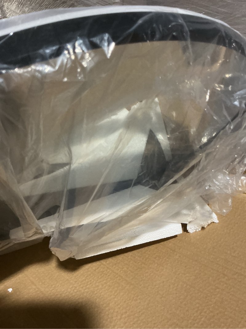 Condition photo showing As Is for 22 Inch Black Round Circle Mirror for Wall,Modern Bathroom Mirrors with Simple Metal Frame, Entryway, Bedroom Vanity, Living Room, Hallway Decor (Matte Black, Wall Mounted) Round Black 22"L x 22"W