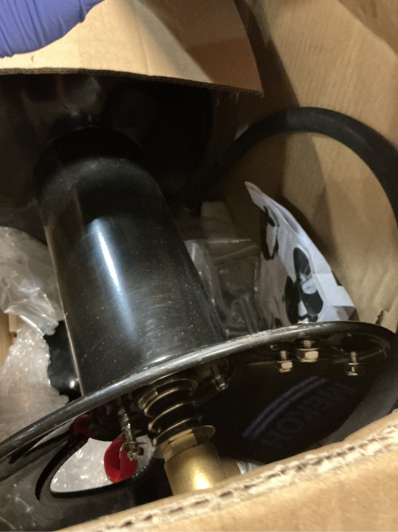 Condition photo showing As Is for mekoh pressure washer hose reel 100ftx3/8”/130ftx1/4”, 4000psi heavy duty power washer hose reel with m22-14 fitting, hand crank metal reel with wall/trailer/van mount, manual hose reel for water