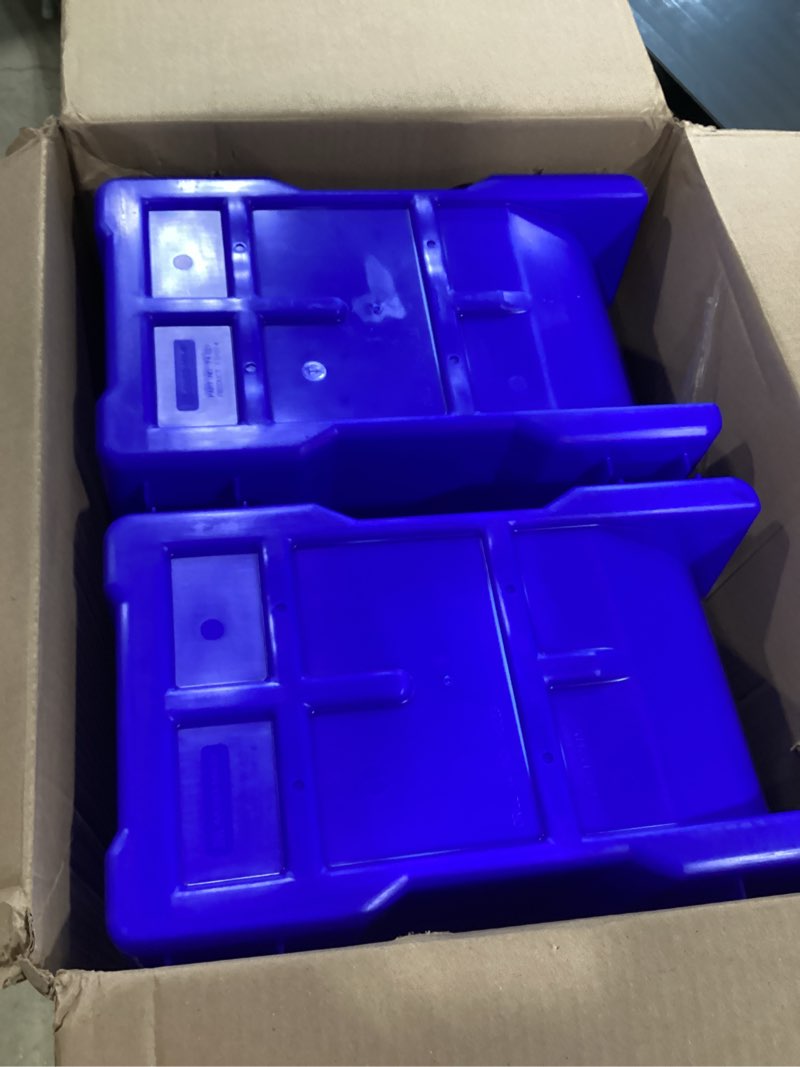 Condition photo showing Good Condition for akro-mils 13014 stak-n-store heavy duty stackable open front plastic storage container bin, (17-1/2" x 11" x 12-1/2"), blue, (4-pack) blue 7.4 gallons