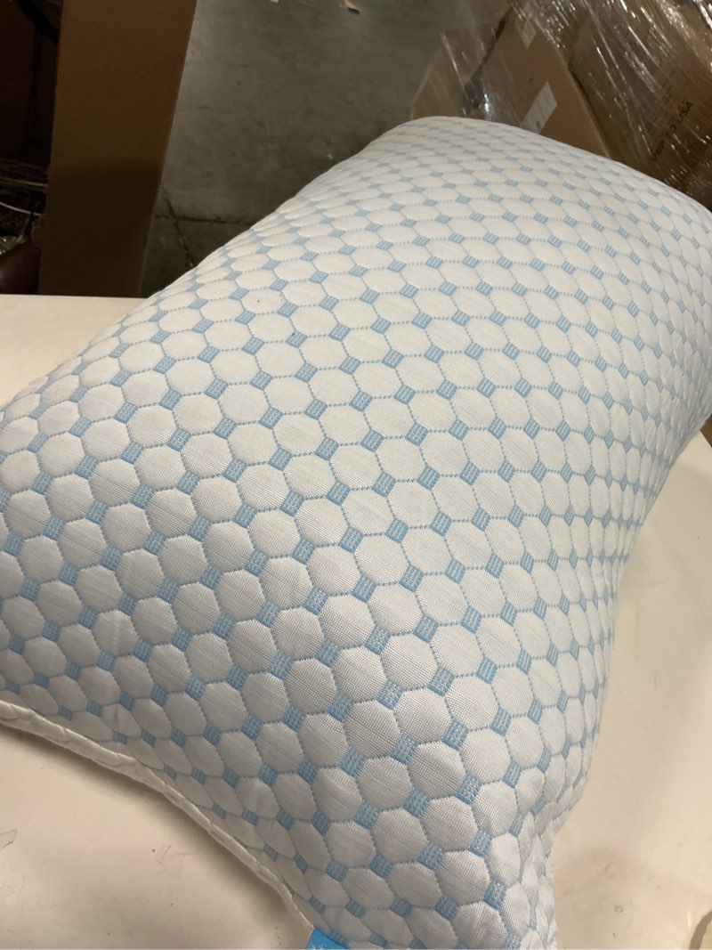 Condition photo showing As Is for QUTOOL Cooling Pillows for Sleeping  1Pack, Shredded Memory Foam Bed Pillows Queen Size Set of 1, Cool Pillow for Hot Sleepers Adjustable Firm Pillow for Side, Back and Stomach Sleepers Supportive White-cooling Basic Queen( 1 Pack)-20'*30'