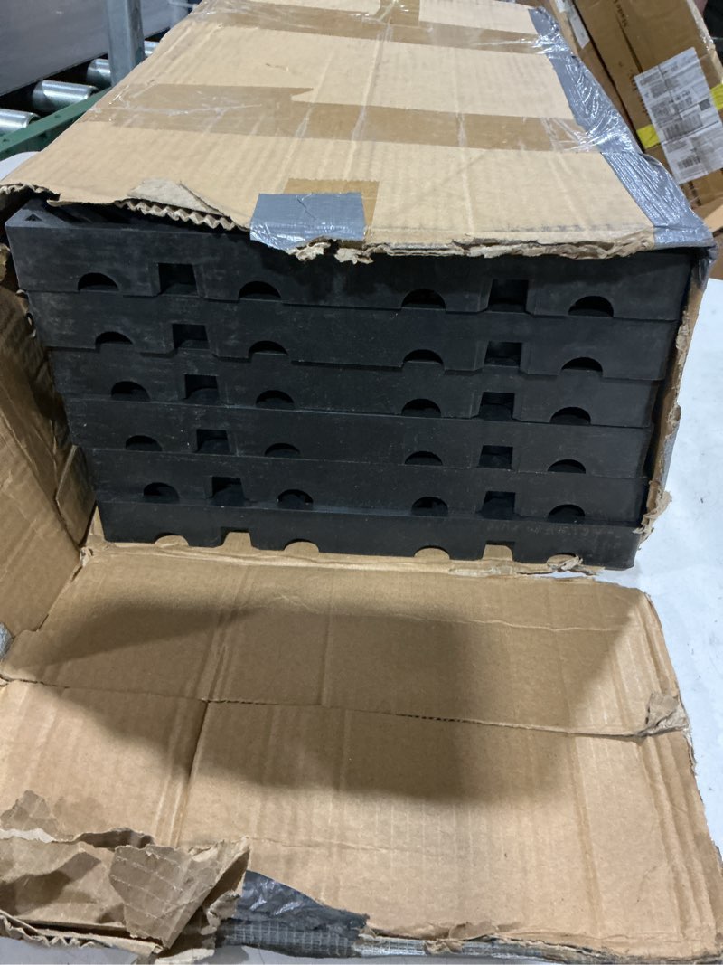 Condition photo showing As Is for 6 pcs plastic pallets 23.6 x 11.8 x 1.18 inch lightweight moisture-proof waterproof floor pallet with breathable grid ventilation - multi-purpose storage pad for garages, kitchen, basement, attic 6pcs-11.8*23.6*1.18